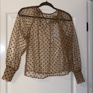 Trendy Sheer Polka Dot Blouse
